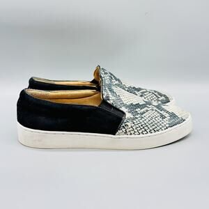 Vionic Shoes Womens 8.5 Black Leather Snake Print Slip On Comfort Sneakers